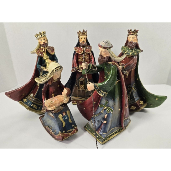 Vintage Dicksons Nativity Scene Set Large Resin Christmas Figures Baby Jesus 8” - Picture 1 of 5